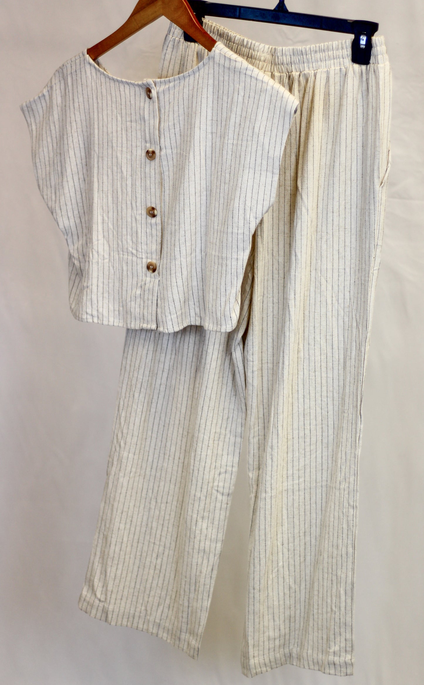 "Aspen" Pinstripe Linen Crop Top