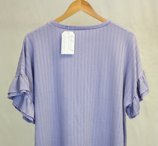 Violet Flutter Sleeve Textured Top