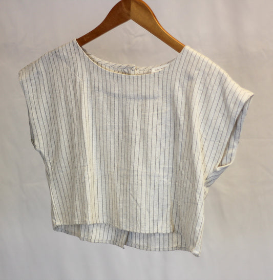 "Aspen" Pinstripe Linen Crop Top