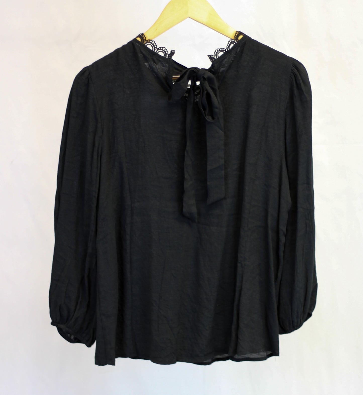 Black Crochet Back Tie Blouse