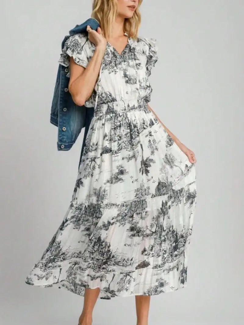 French Countryside A Line Midi Dress