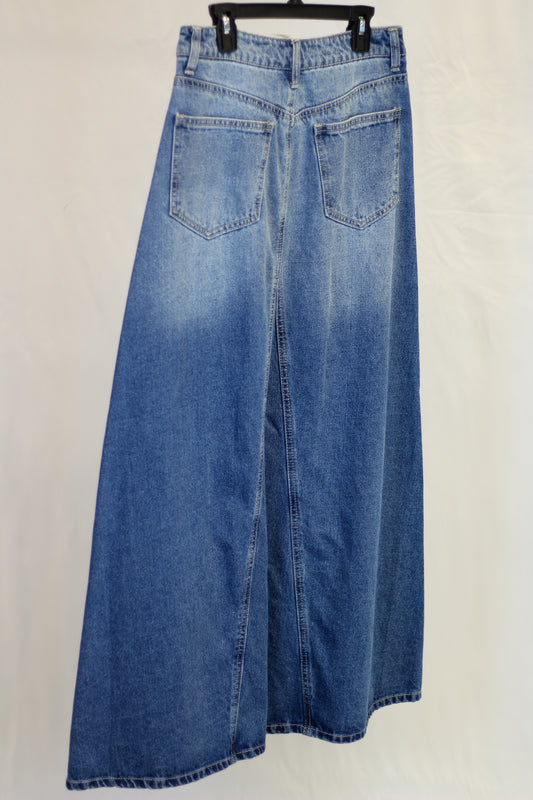 Fit Flare Denim Maxi Skirt