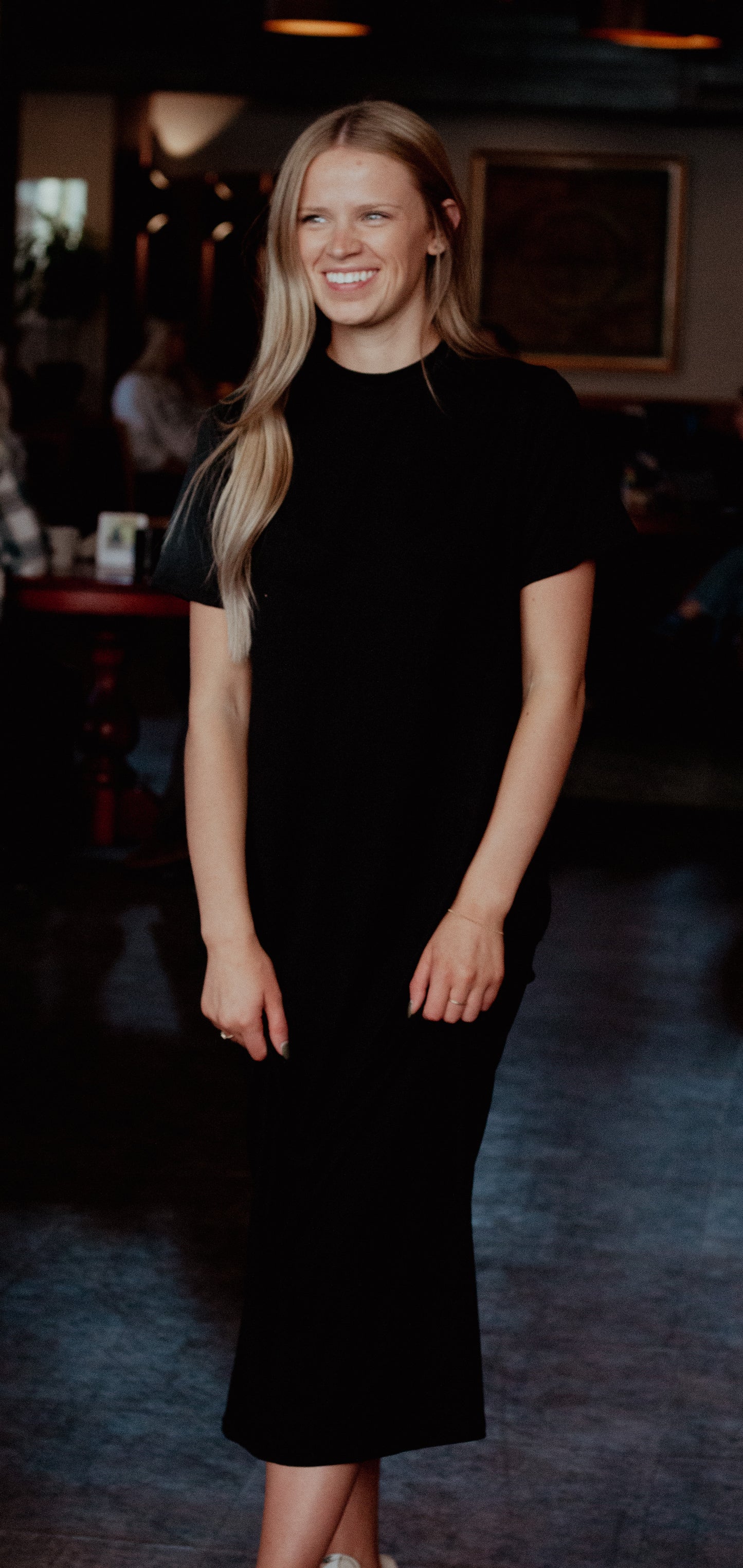 Black Buttery Soft T-Shirt Midi Dress