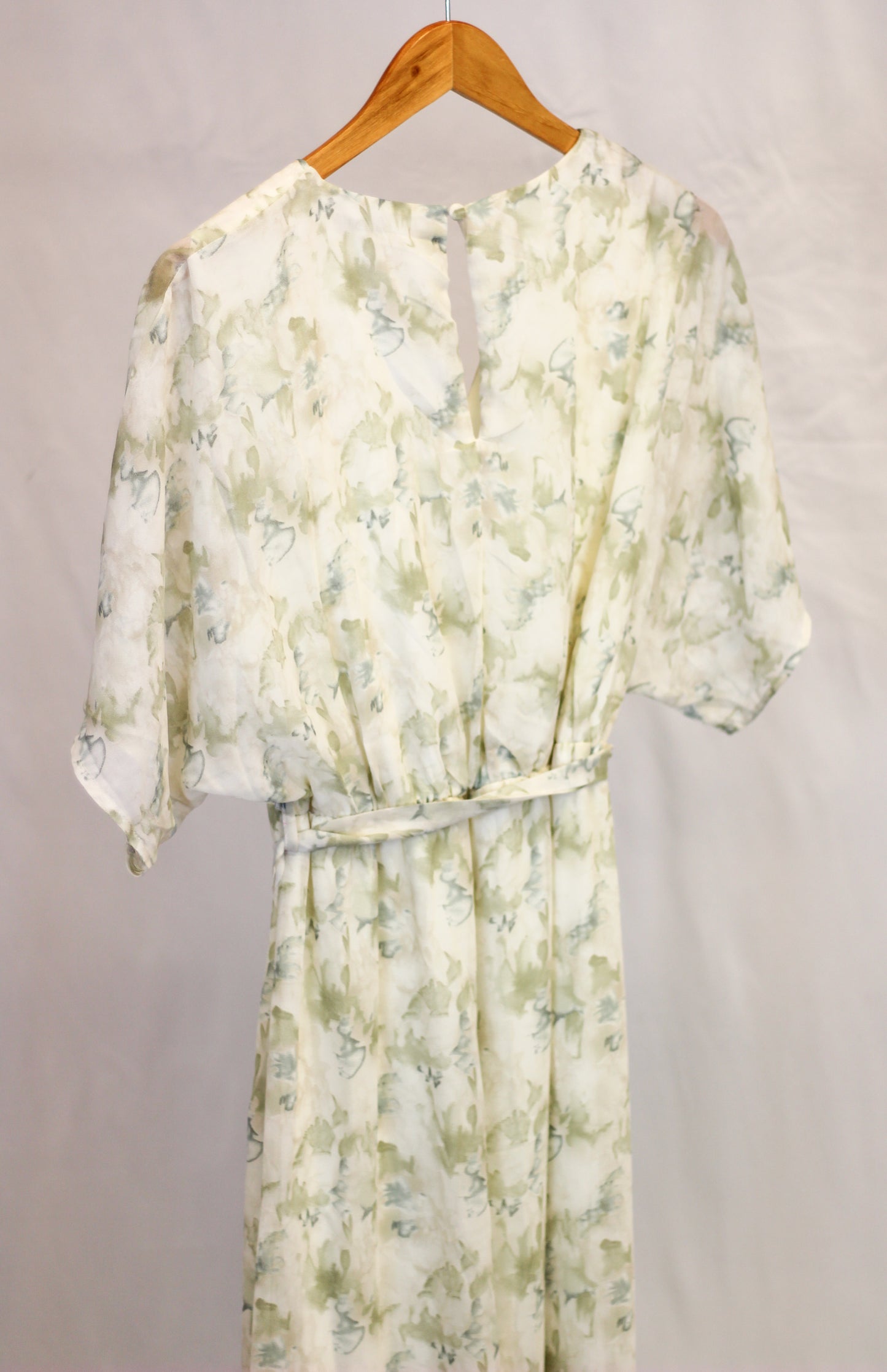 Floral Print Ruffle Hem Self Tie Dress