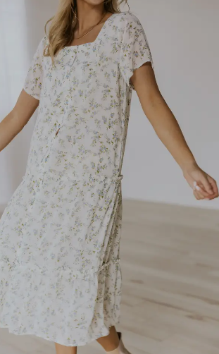 Button Up Floral Dress- Nursing Friendly