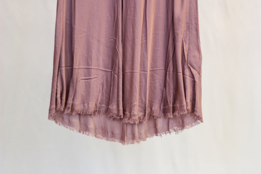 Mauve Satin Raw Hem Slip Skirt