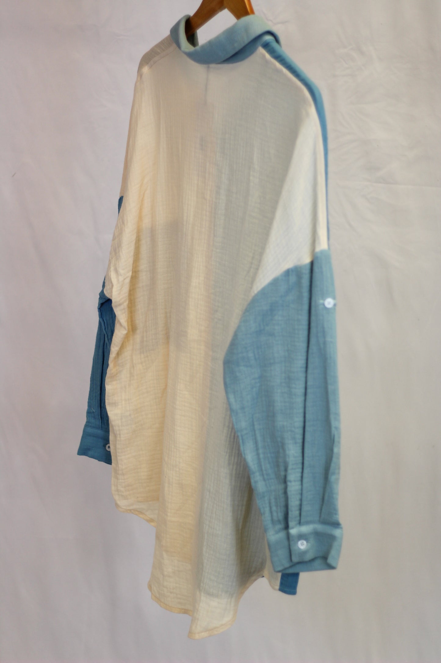 Blue Colorblock Button Up