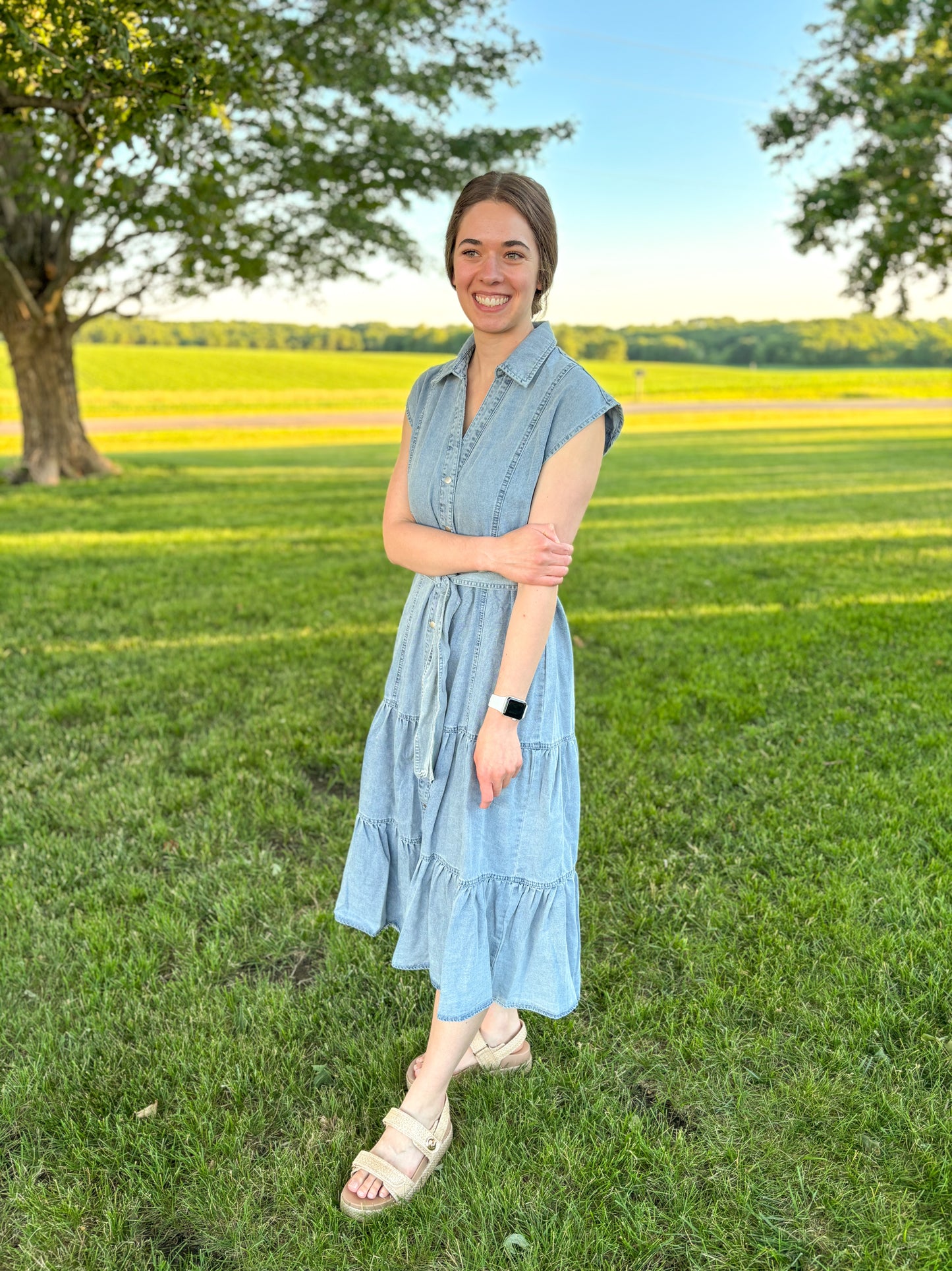 Raya Button Down Denim Dress