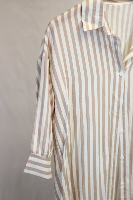 Striped Dolman Short Button Up