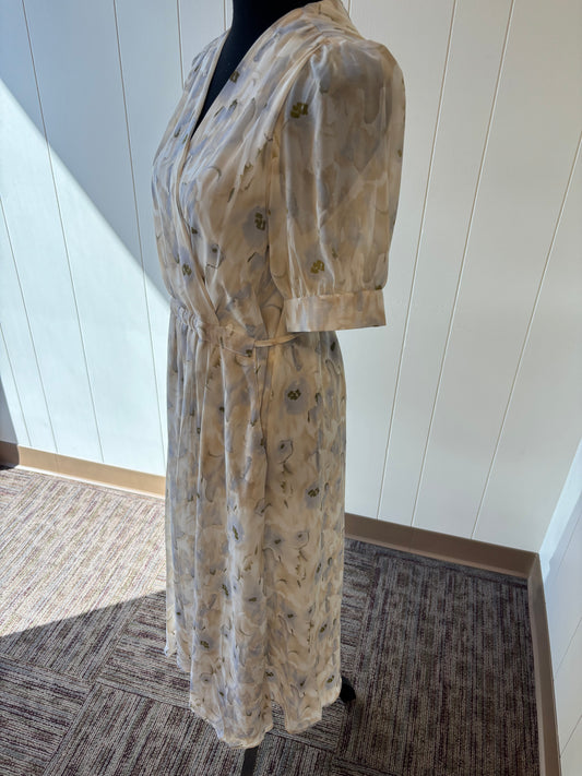 Watercolor Chiffon Tie Waist Dress