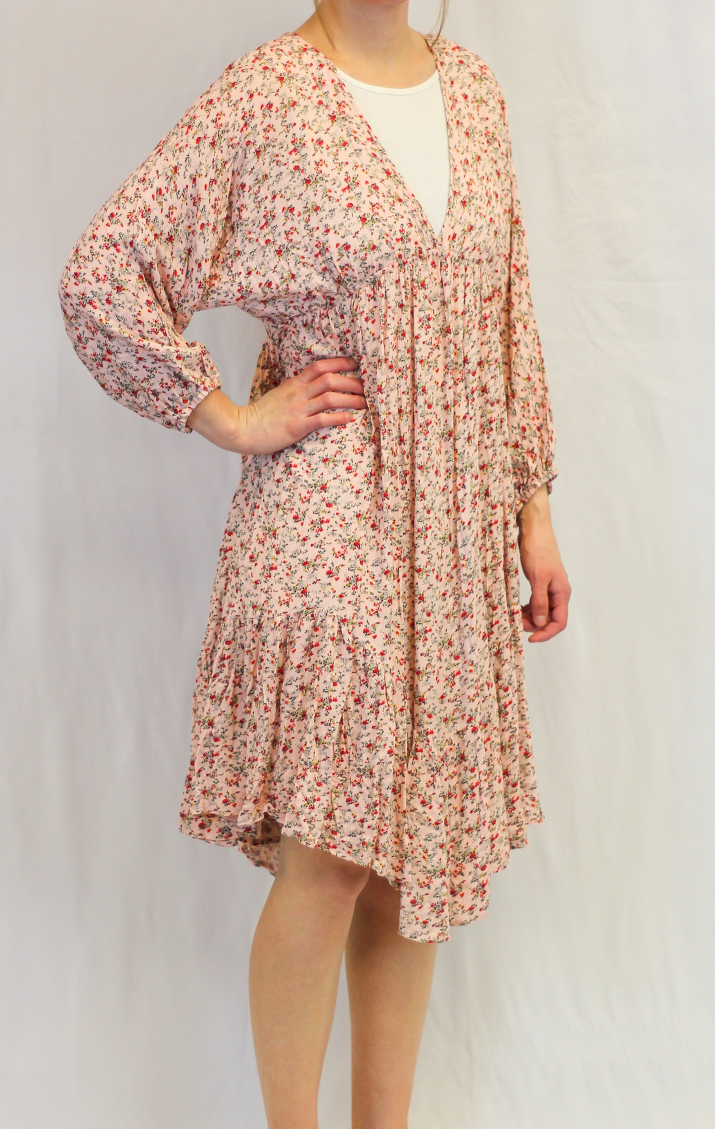 Deep V-Neck Floral Dress