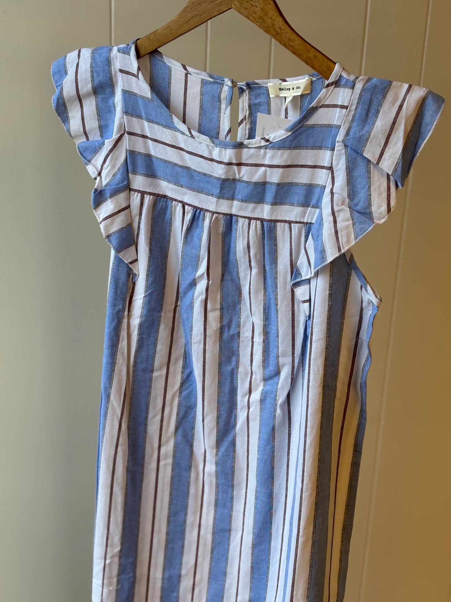 Ruffle Sleeve Striped Dress