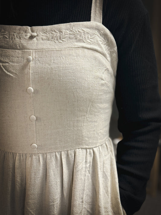 Embroidered Cream Jumper Dress