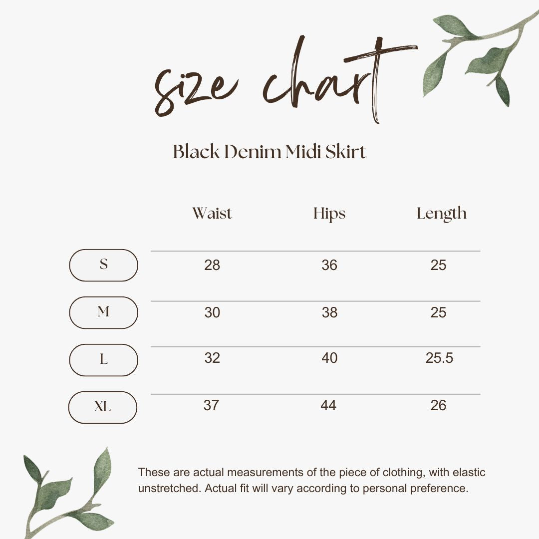 Black Denim Midi Skirt
