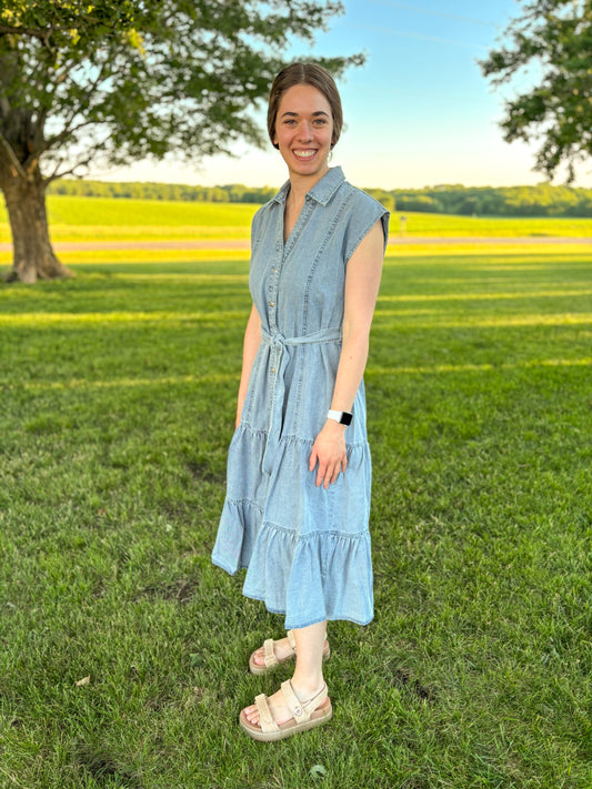Raya Button Down Denim Dress