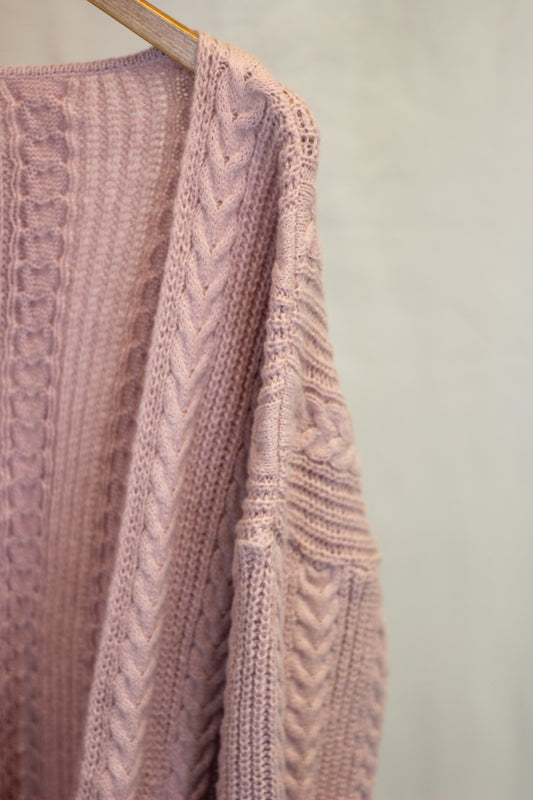 Blush Cable Knit Cardigan