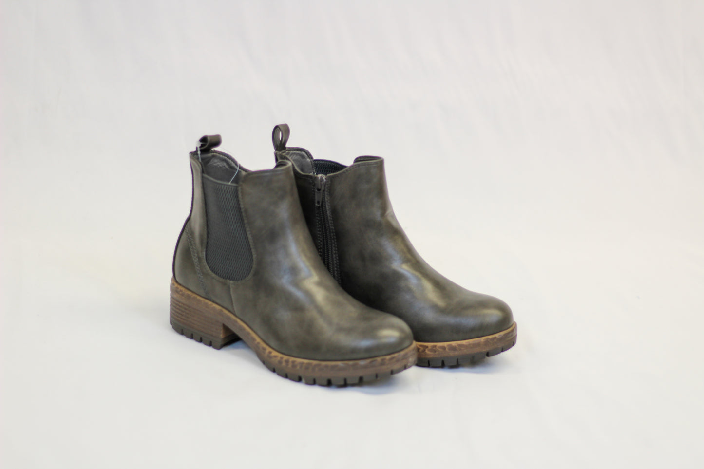 Chelsea Faux Leather Bootie-Charcoal