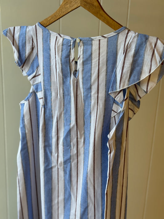 Ruffle Sleeve Striped Dress