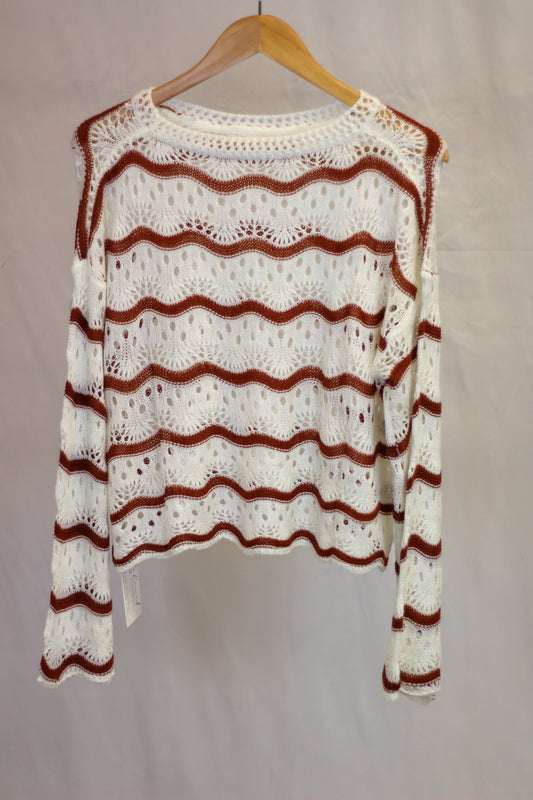 Striped Lattuce Pullover Sweater