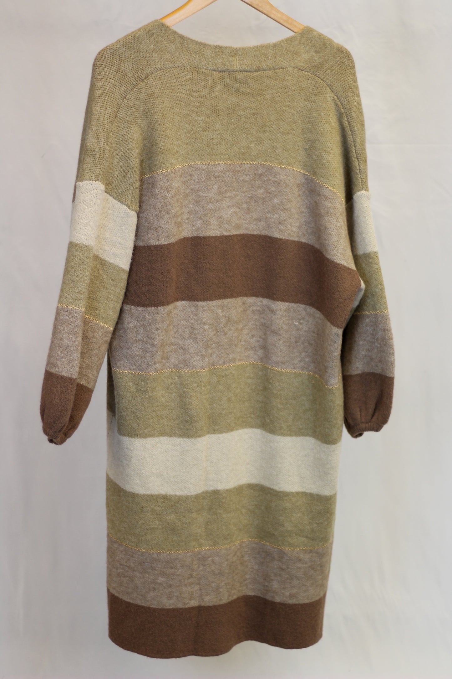 Mulit-Brown Long Striped Cardigan
