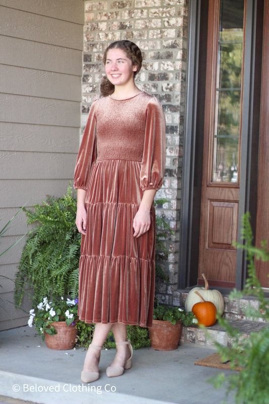 Velvet Smocked Maxi Dress