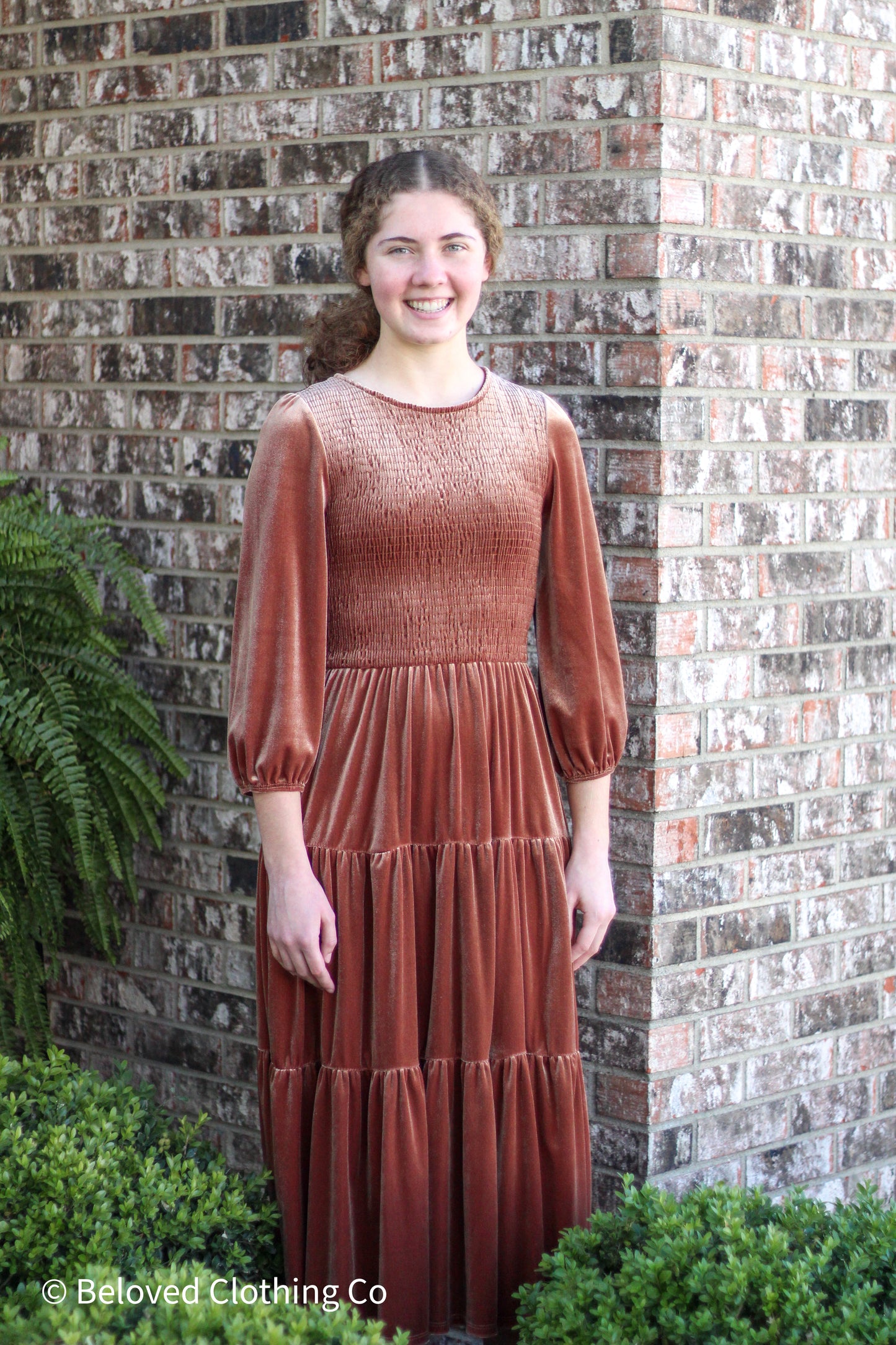 Velvet Smocked Maxi Dress