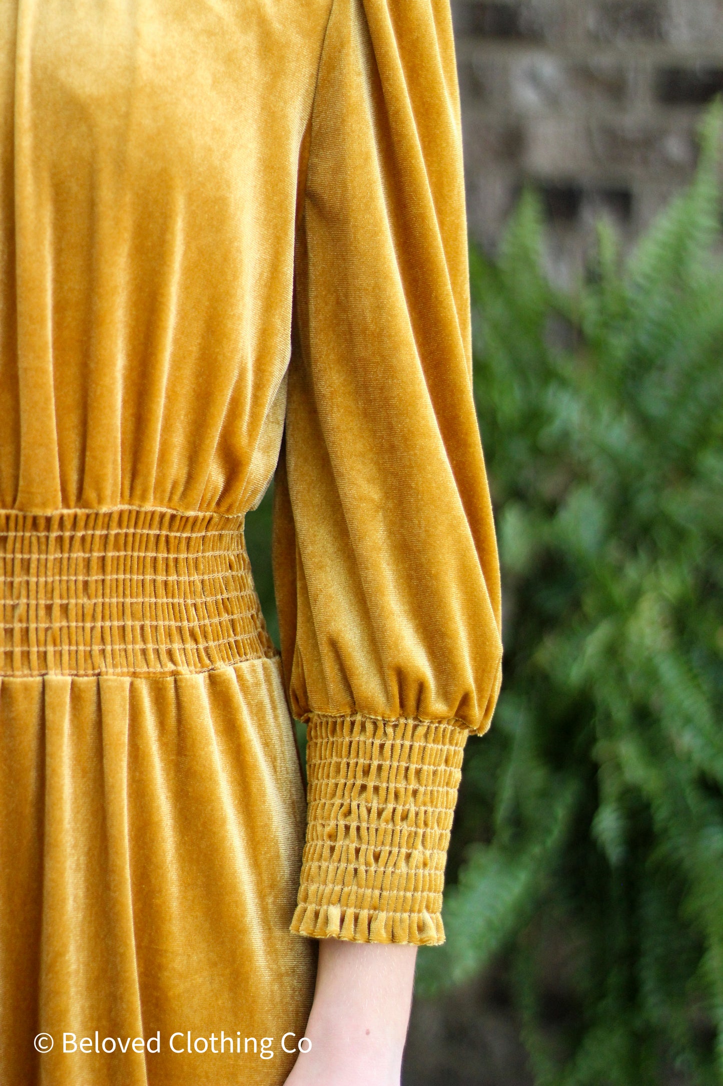 Mustard Velvet Midi Dress