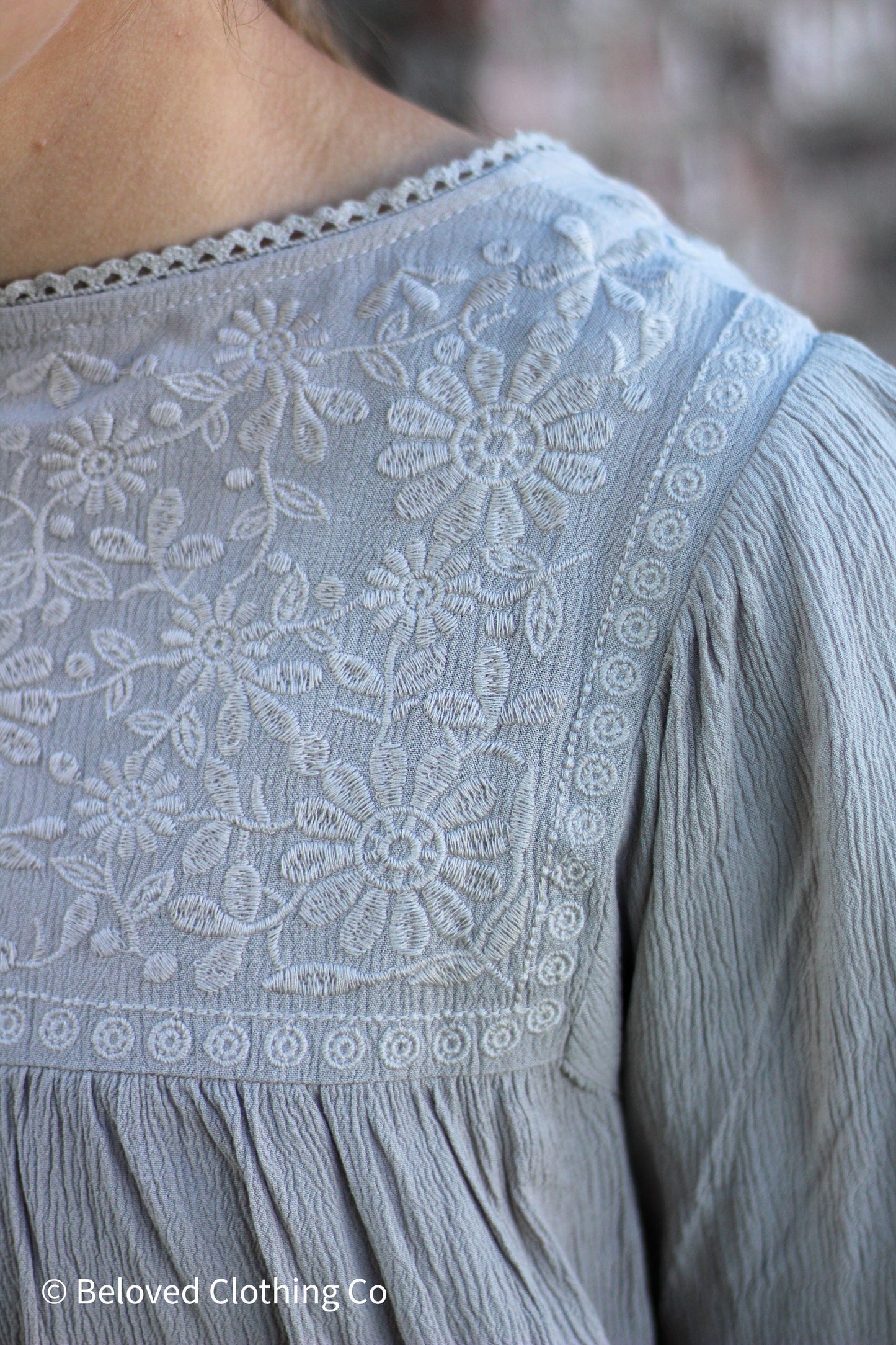 Taupe Floral Embroidered Top