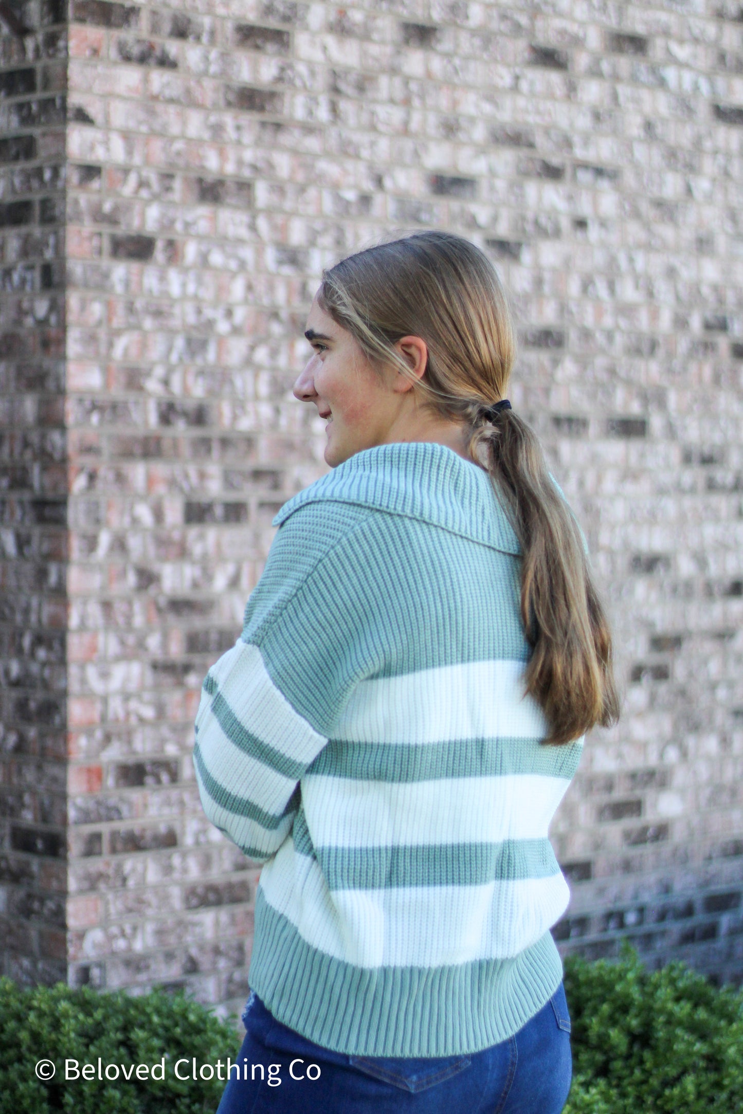 Striped Lapel Sweater