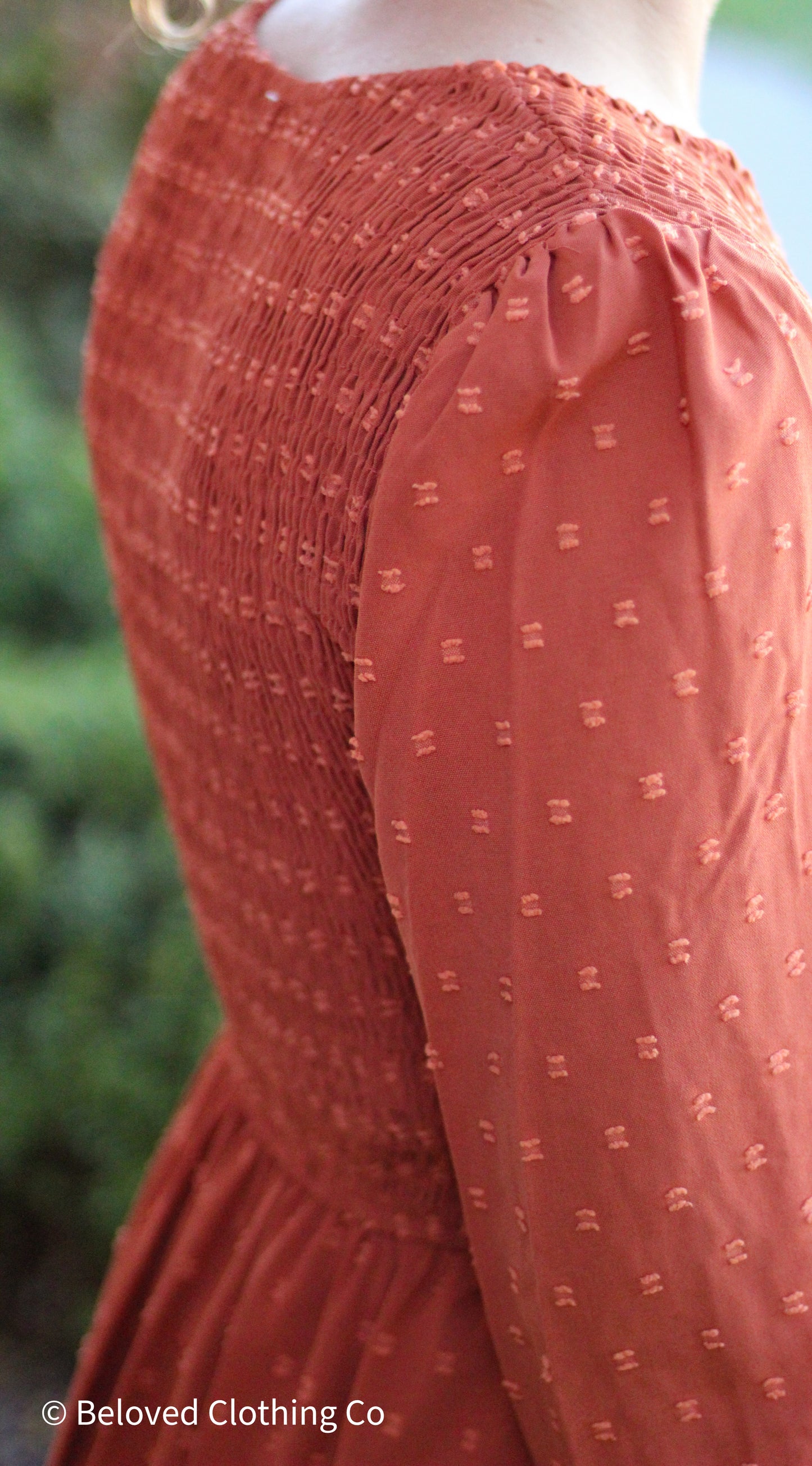 Pumpkin Swiss Dot Maxi Dress