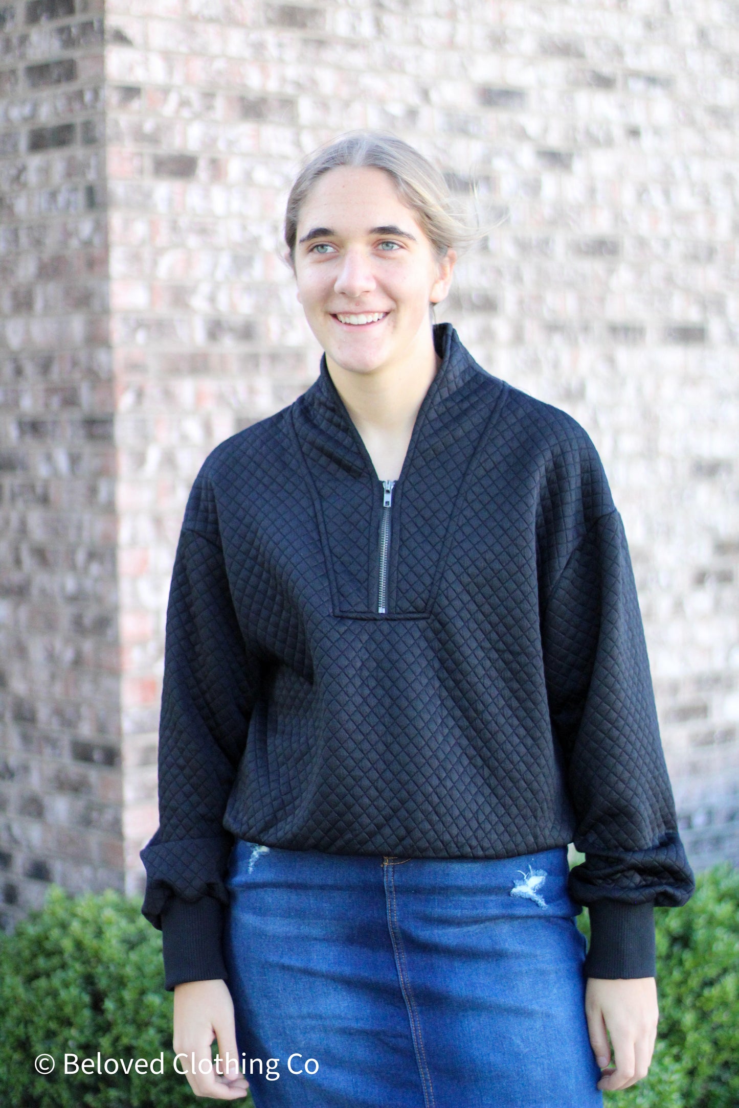 Quilted Half Zip Pullover