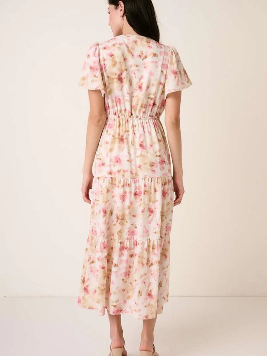 Floral Flutter Sleeve Maxi Dress