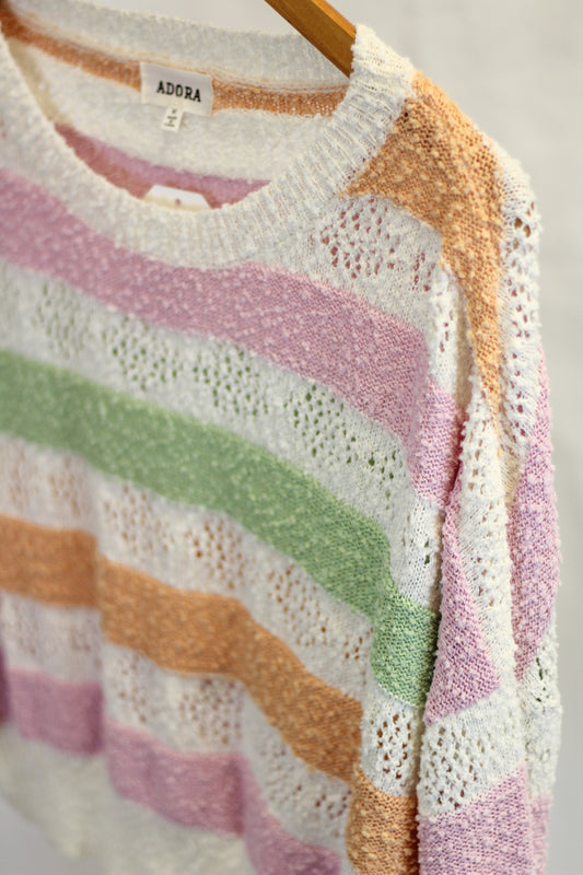 Multi Stripe Lightweight Sweater Top