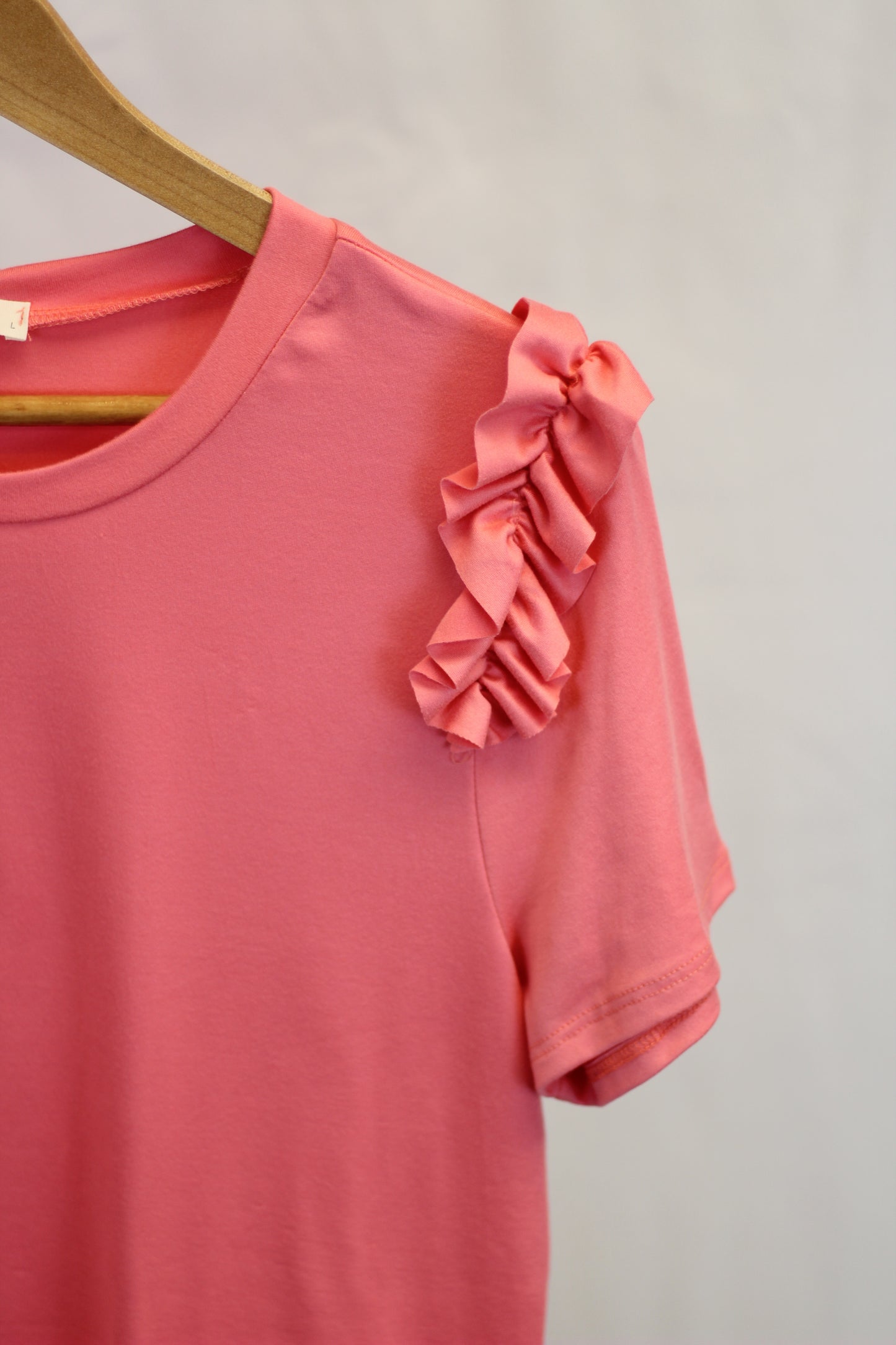 Ruffle Shoulder Solid Top