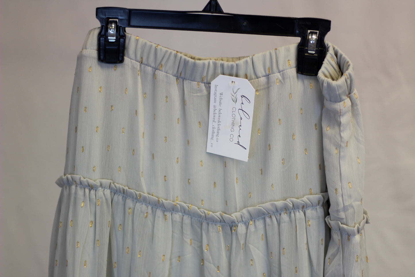 Gold Sparkle Tiered Midi Skirt