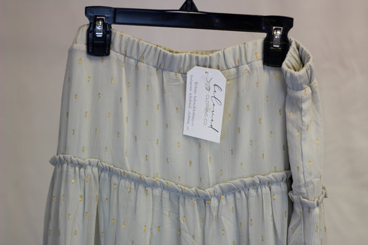 Gold Sparkle Tiered Midi Skirt