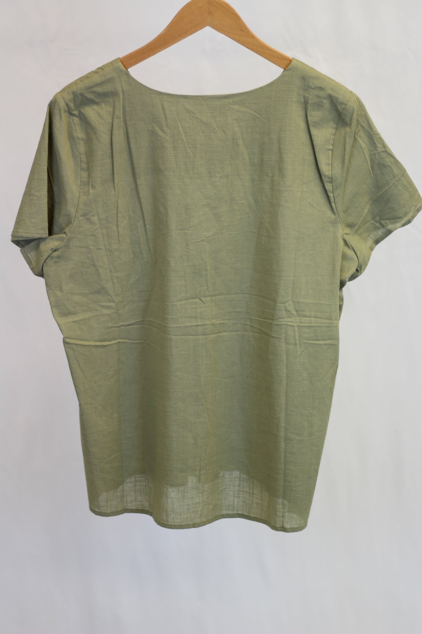 Washed Cotton Linen V-Neck Top