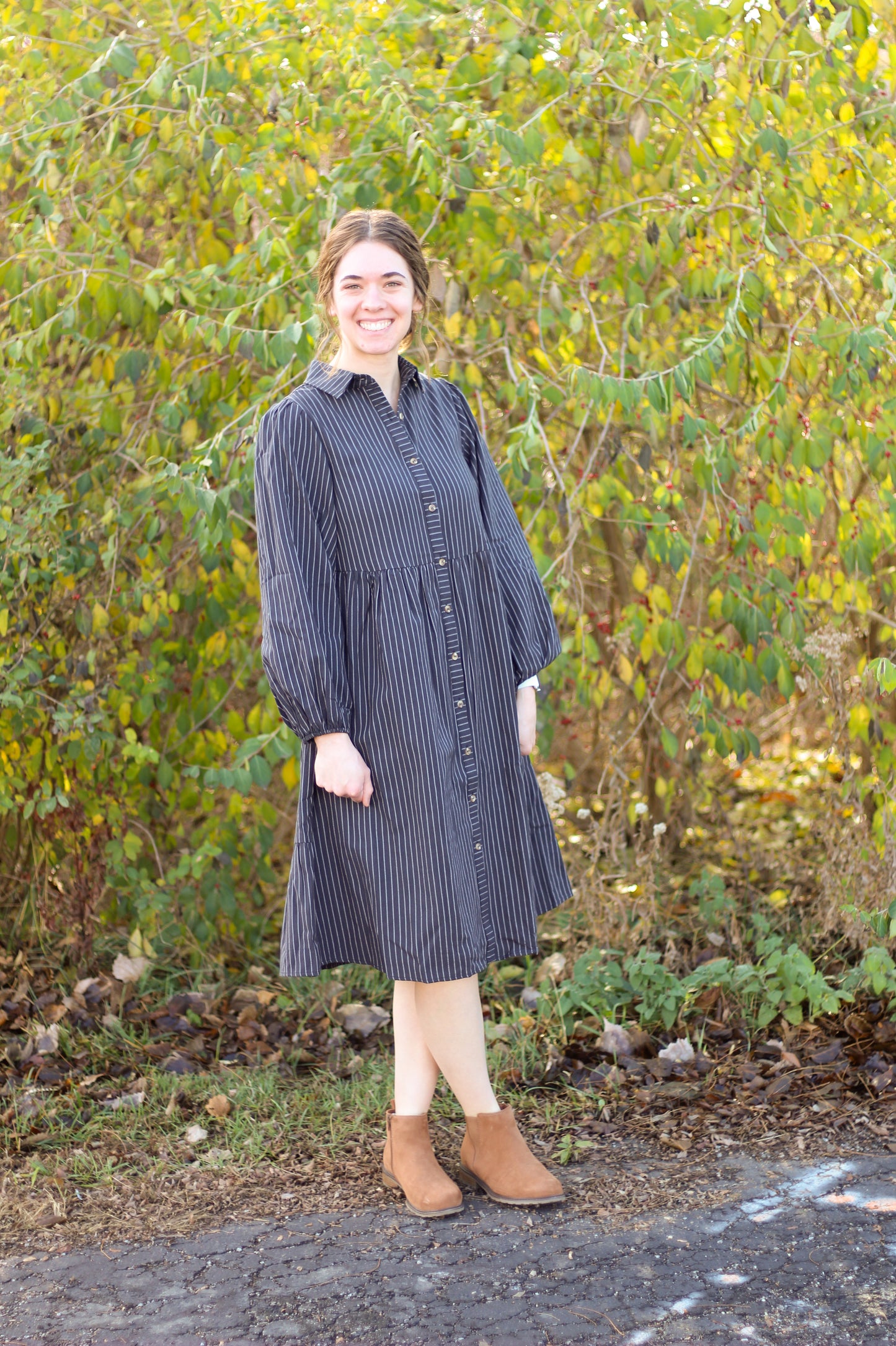 Striped Button Up Midi Dress