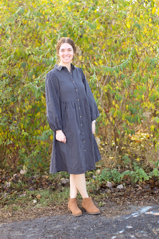 Striped Button Up Midi Dress