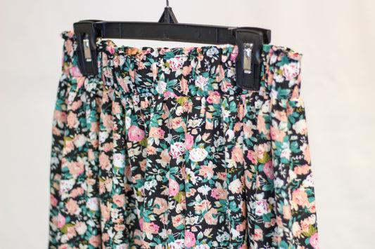 Pink Floral Midi Skirt