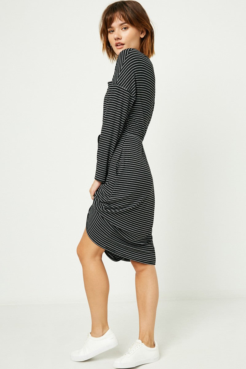 Women's Striped Knit Pocket Dress