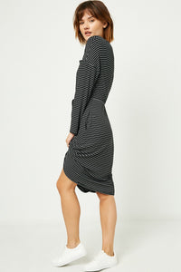 Women's Striped Knit Pocket Dress