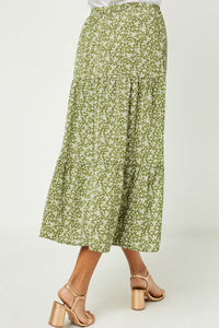 Ditsy Floral Tiered Midi Skirt