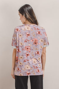 Lilac Floral Tee- OVERSIZED