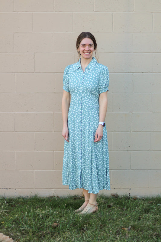 "Leia" Collared Button Down Midi Dress