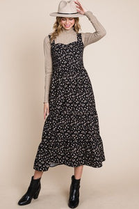 Floral Corduroy Jumper Dress