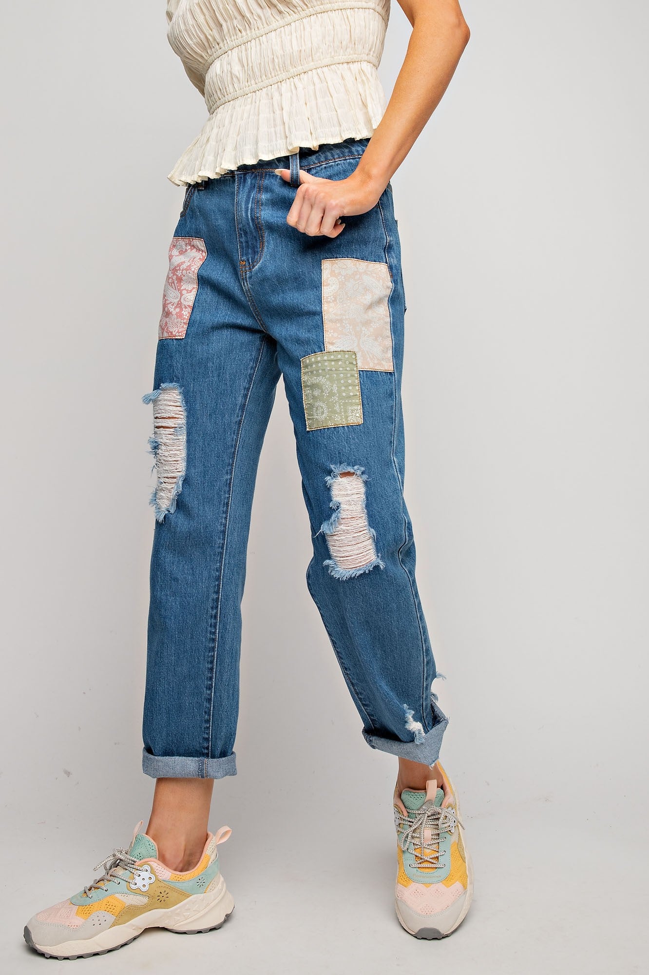 Vintage Patched Denim Jeans