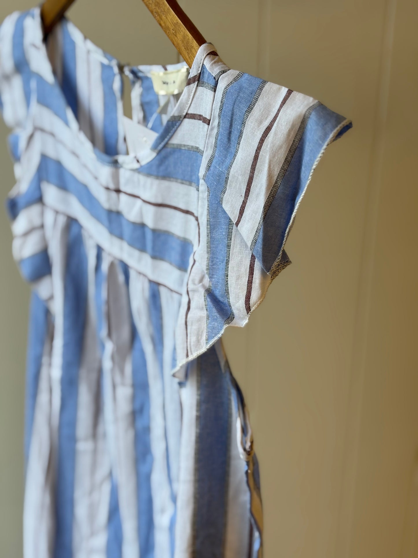 Ruffle Sleeve Striped Dress