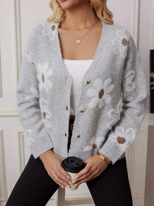 Floral Pattern Button Front Cardigan