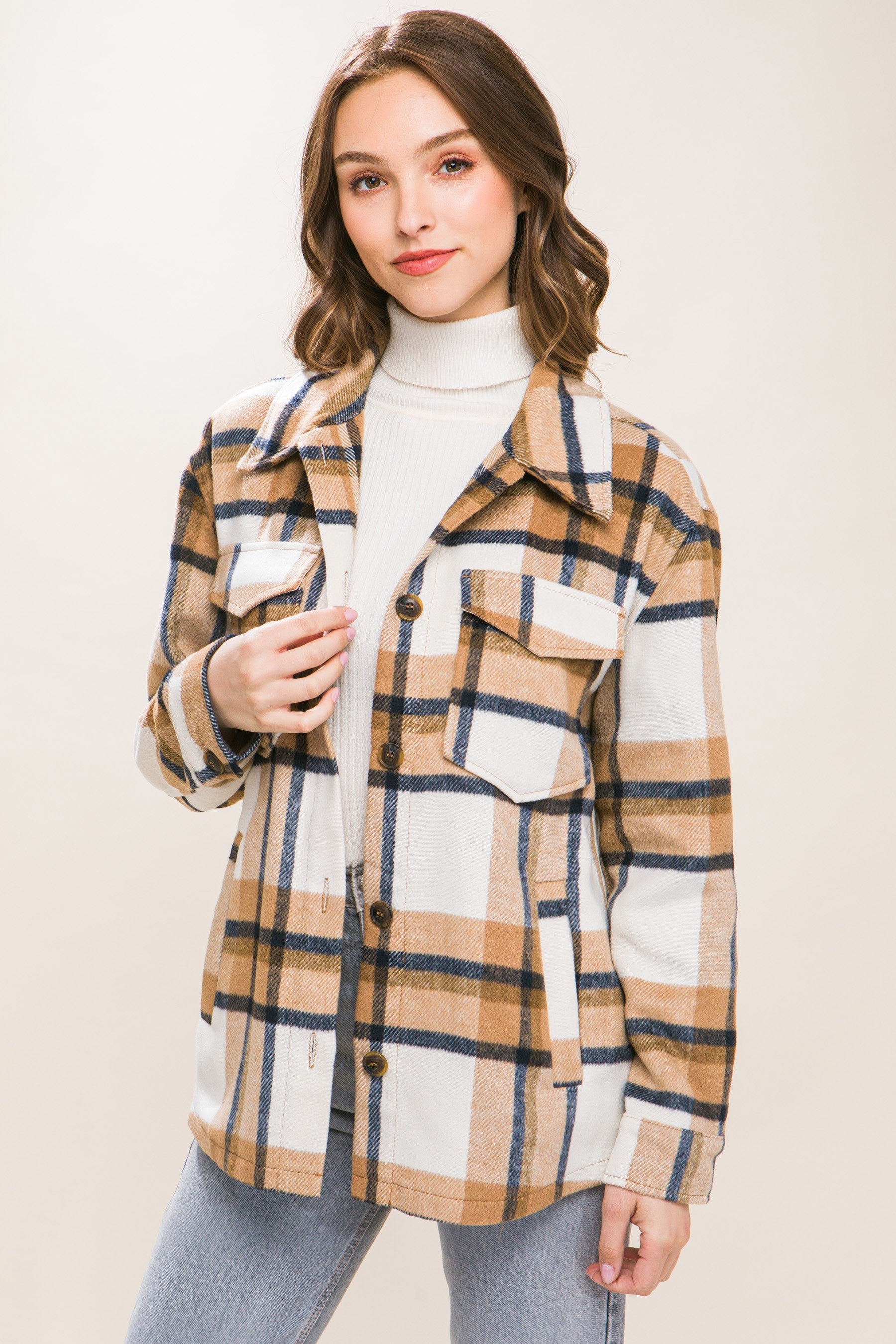 Wool Blend Plaid Shacket